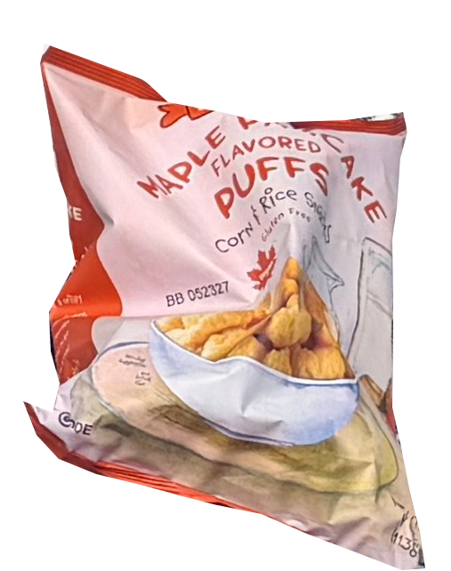 Trader Joe’s Maple Pancake Flavored Puffs package, original photo with background removed
