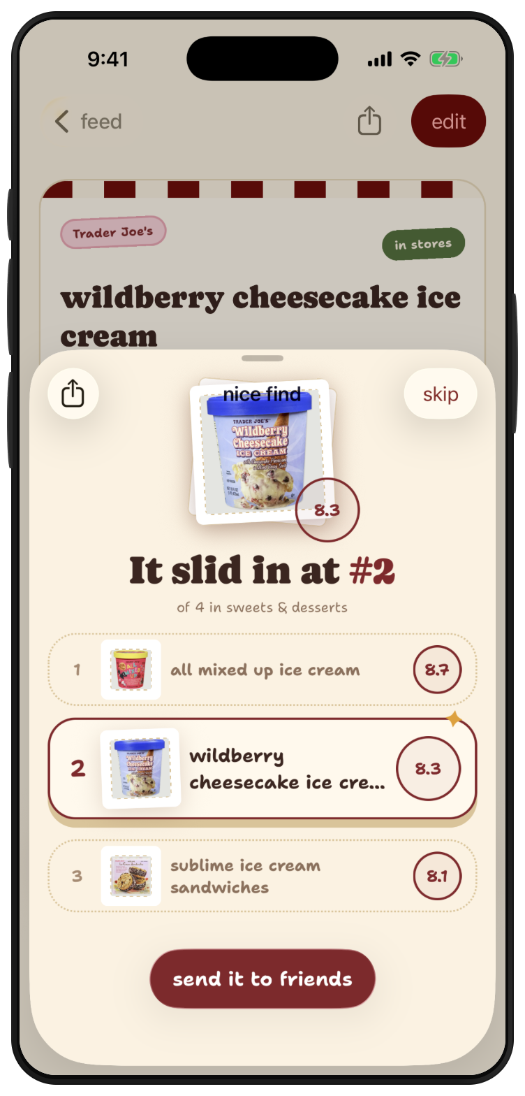 finds completed example ranking with Wildberry Cheesecake Ice Cream second of four sweets and desserts