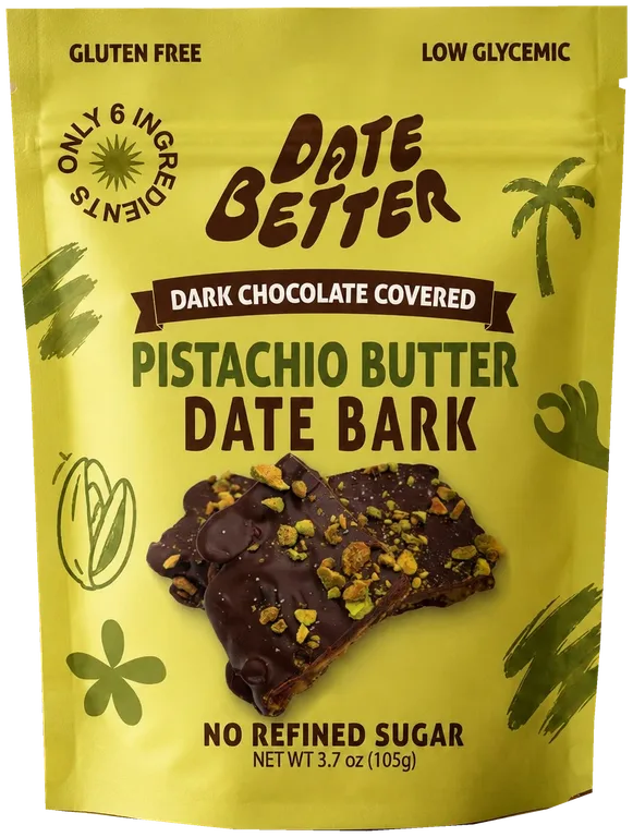 Date Better Pistachio Date Bark package, catalog cutout