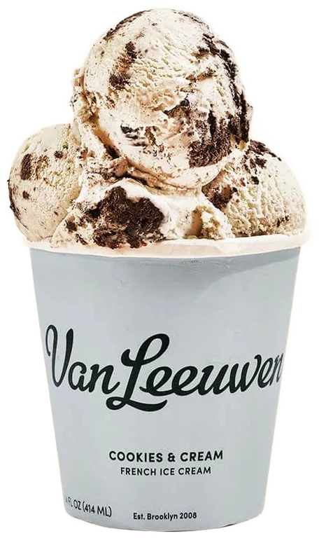 Van Leeuwen Cookies & Cream Ice Cream package, catalog cutout