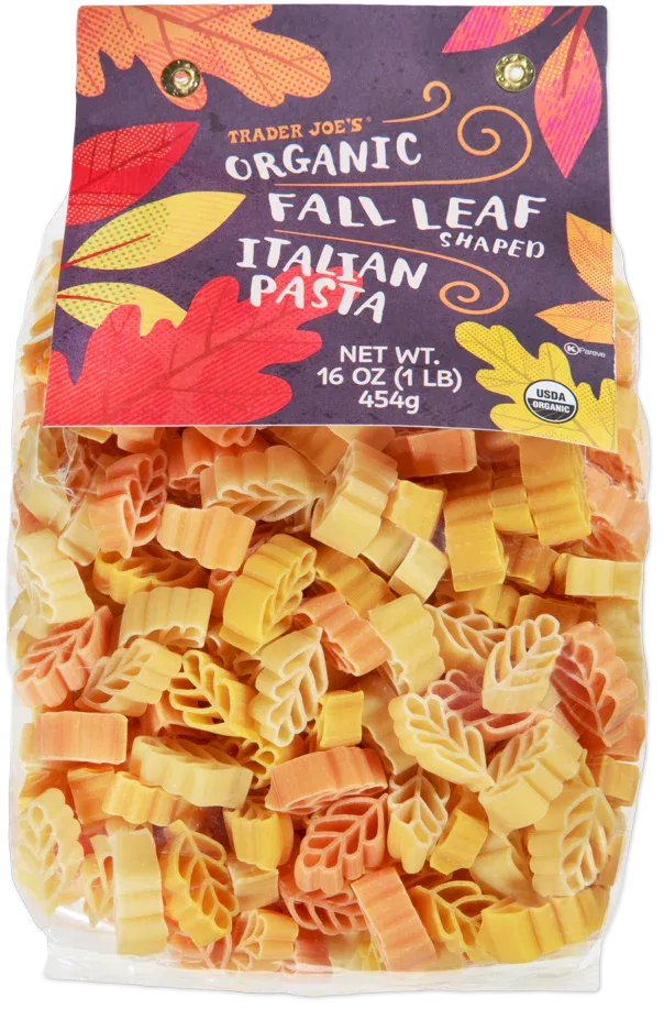 Trader Joe's Organic Fall Leaf Shaped Italian Pasta bag