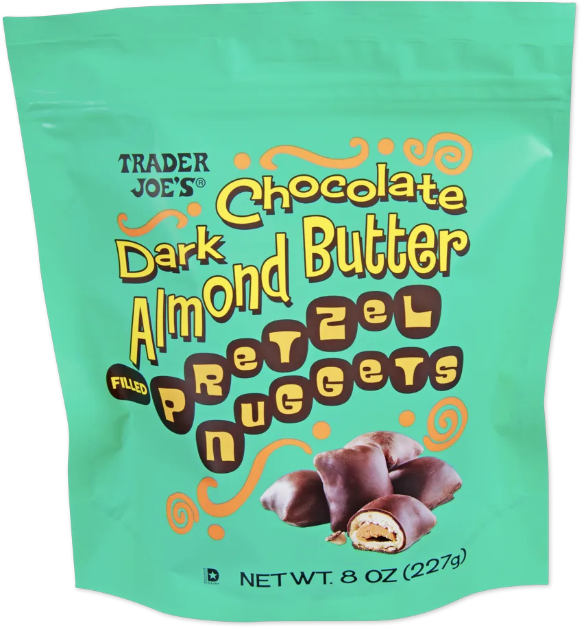 Trader Joe's Dark Chocolate Almond Butter Pretzel Nuggets package