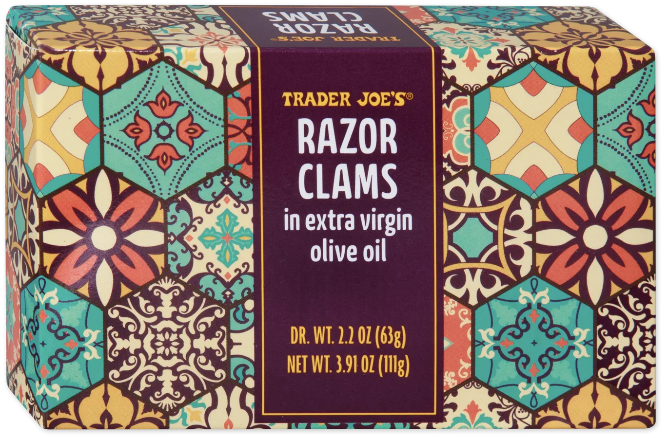 Trader Joe's Razor Clams in Extra Virgin Olive Oil tin